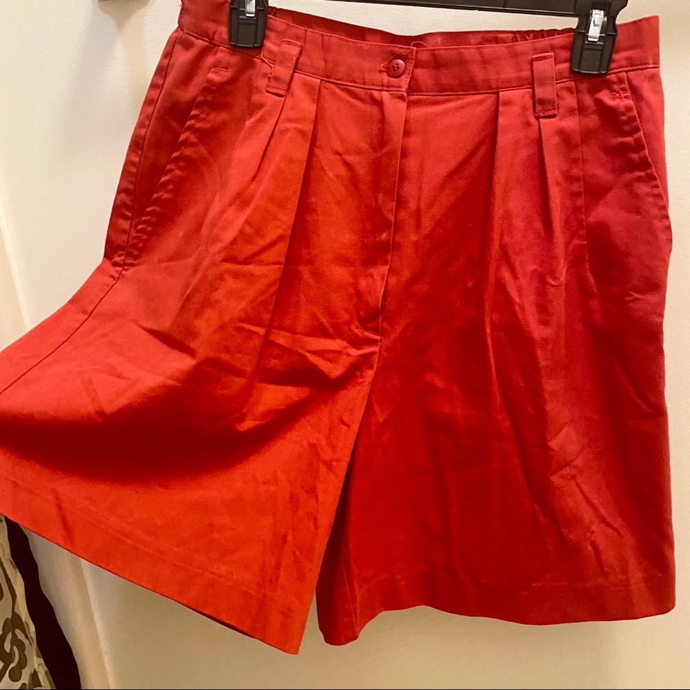 High Waisted Vintage Red Flowy Shorts